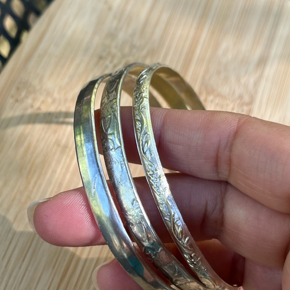 Vintage TAXCO 925 Sterling Silver 4 Bangles Bracelet 42.4 Grams